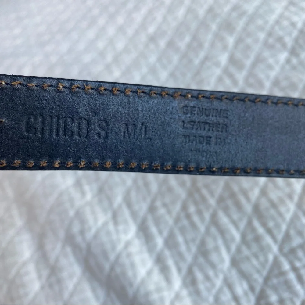 VTG Western Black Leather Belt w/Hammered Loop Toggle Buckle cowgirlcore M / L